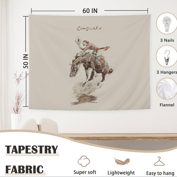 NEW! Large Cowgirl Wall Tapestry - Picture 3 of 4